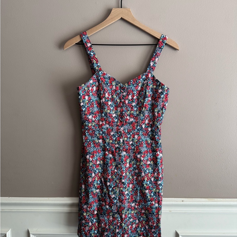 Gianni Bini Floral Mini Sundress Red Blue Pink Yellow Sleeveless Medium Button